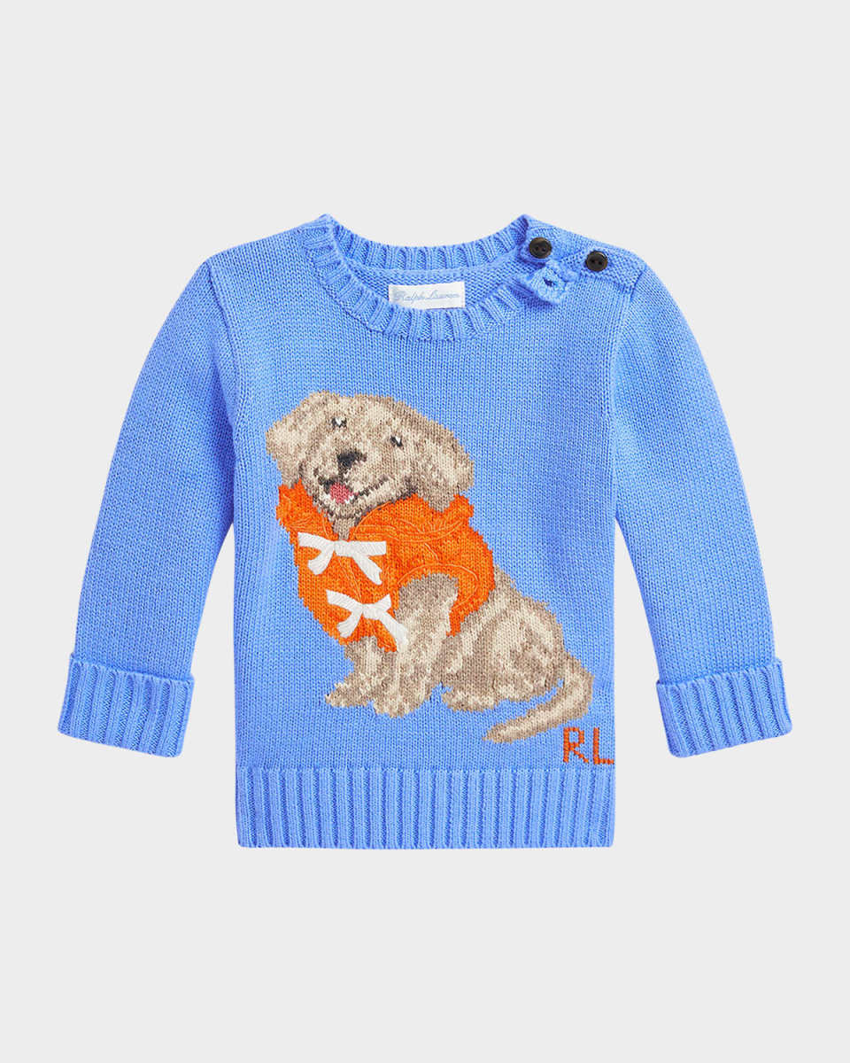 Boy's Graphic Dog Sweater, Size 3M-24